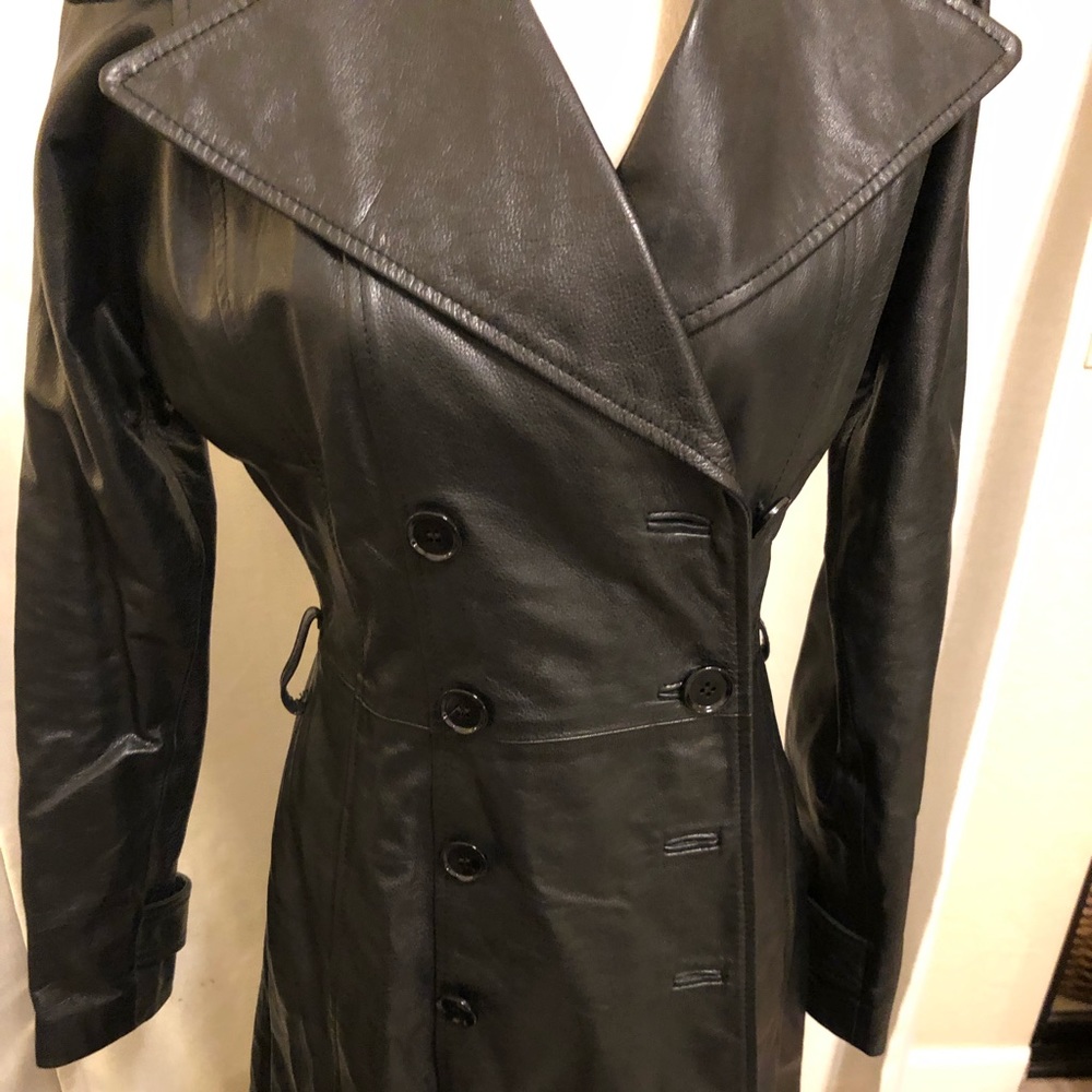 Dolce Gabbana Black Leather Trench-coat